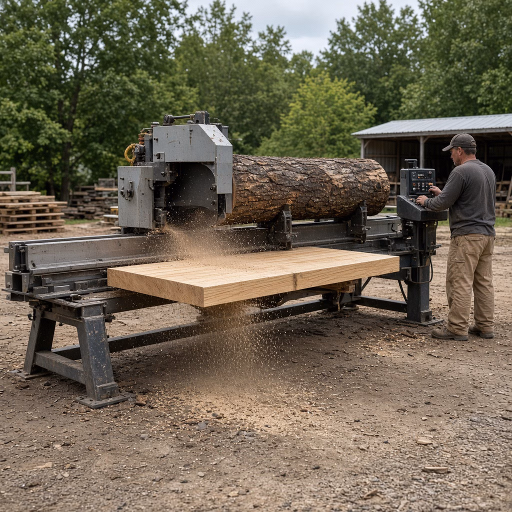 Wide fresh slab just cut from a log at the mill — Custom Woodwork in Rock Hill