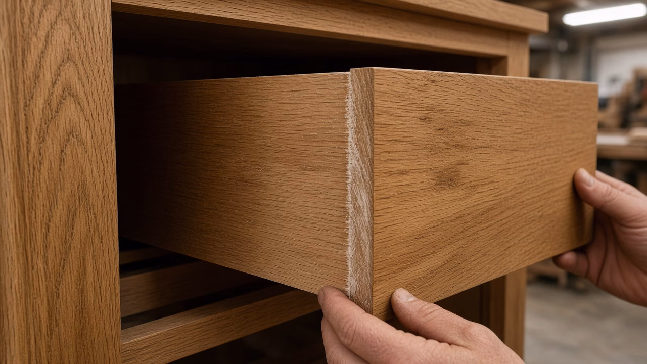 Shop drawer rubbing the side of a cabinet opening — Custom Woodwork in Rock Hill